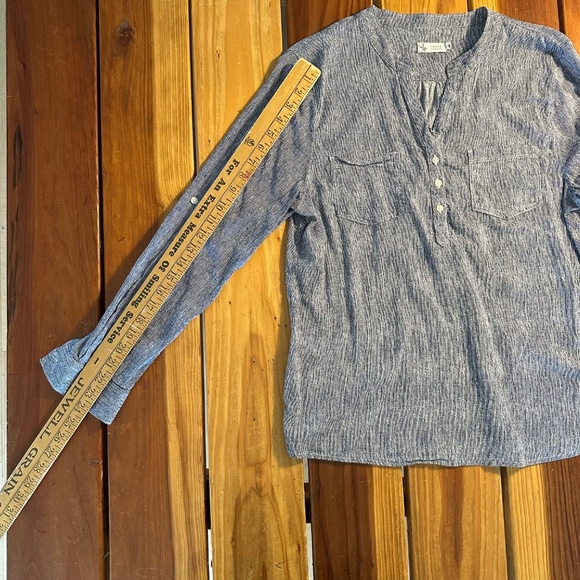 Carve Designs Casual Blouse - Blue and White Striped, Size Large - Picture 4 of 5